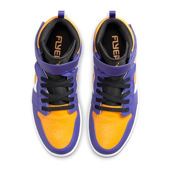 NEW Men’s Air Jordan 1 Hi FlyEase size 10 Purple LA Lakers Retro OG - Picture 2 of 13